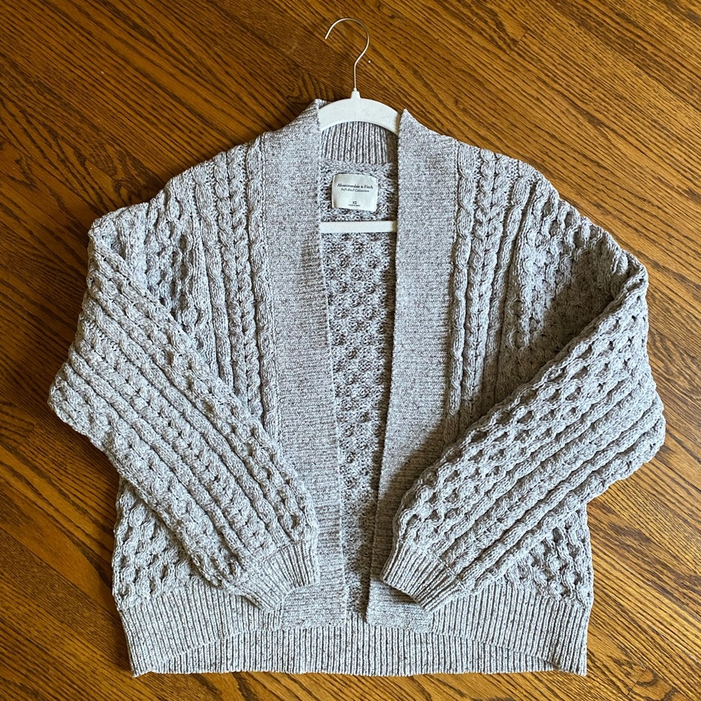 Abercrombie Grey Chenille Cardigan Sweater